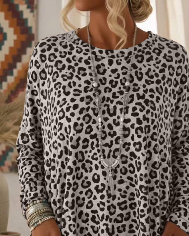 Primelia - Soft-Touch Leopard Long Sleeve Top