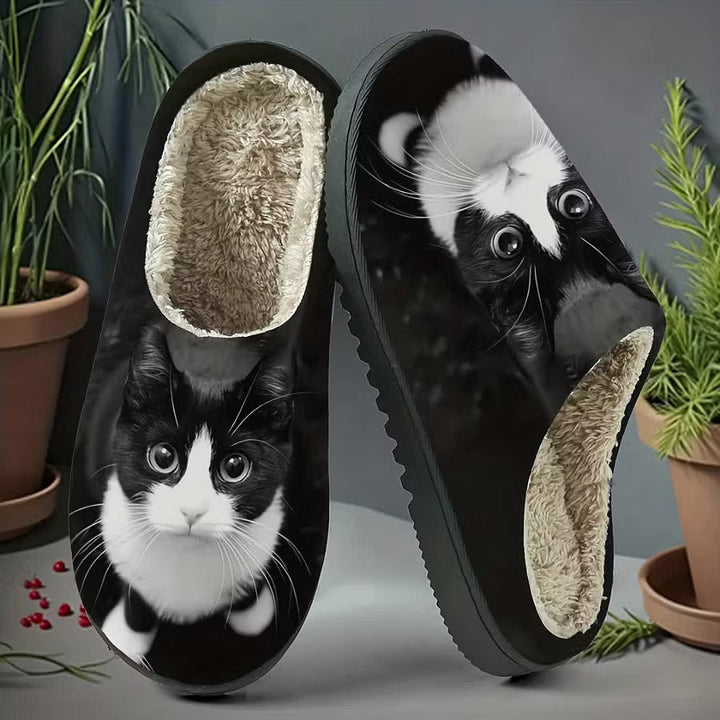 Zita - Ultra-Soft Cat-Print Slip-On Slippers