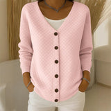 Delavie - Quilted Knit Button Cardigan