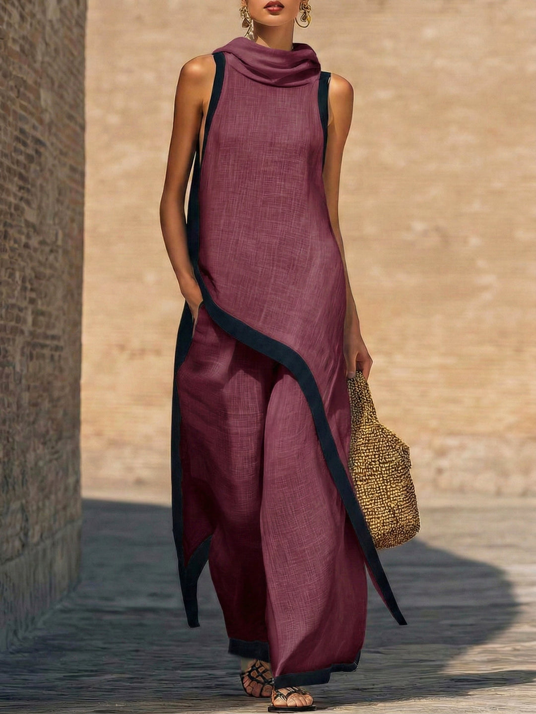Maranta - Asymmetric Tunic & Wide Leg Trousers Set