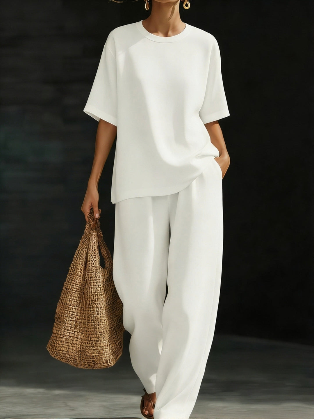 Annika - Relaxed Top and Wide Leg Trousers Set