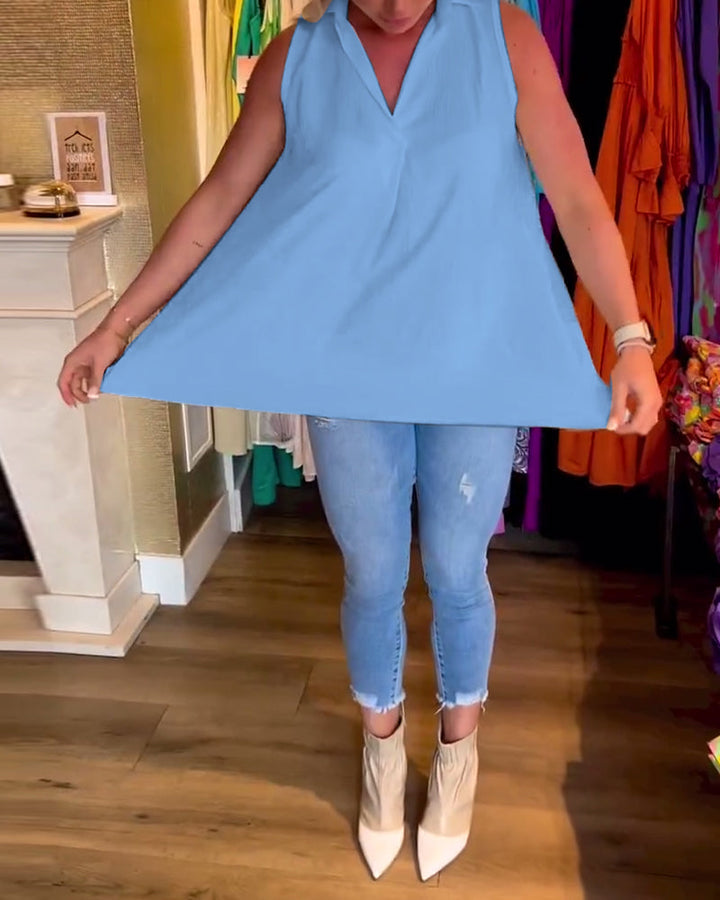 Taisa - Soft-Touch Ruffled Sleeveless Top