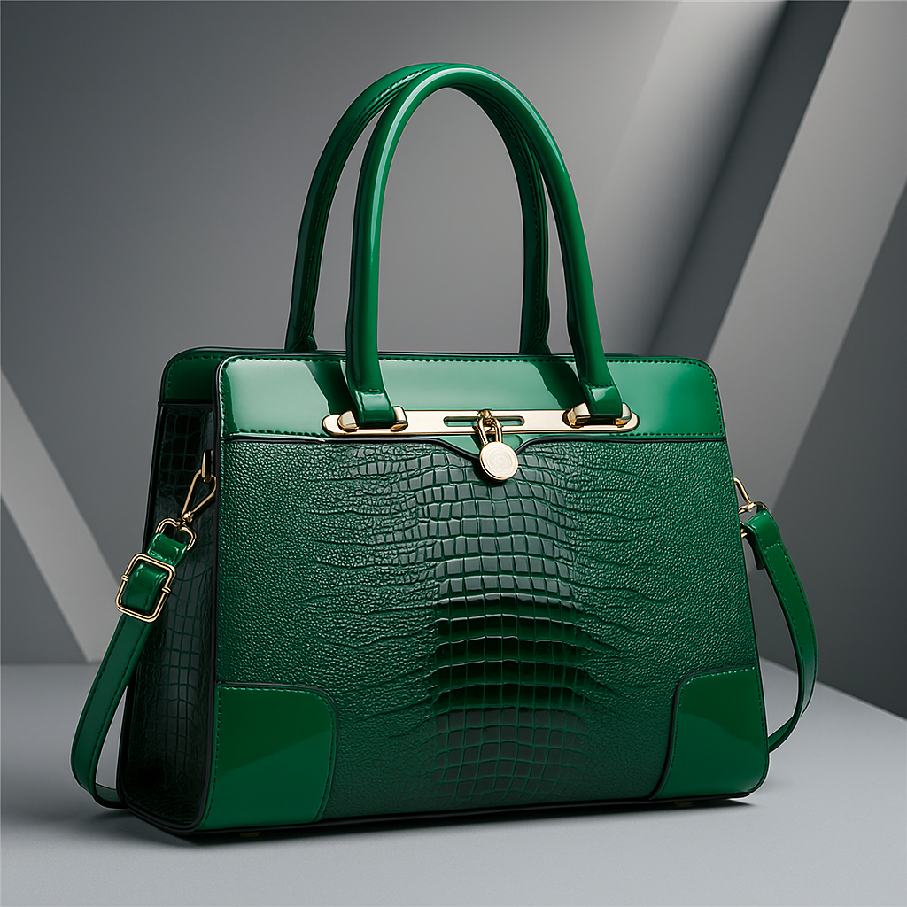 Aeryn - Structured Croc-Effect Handbag