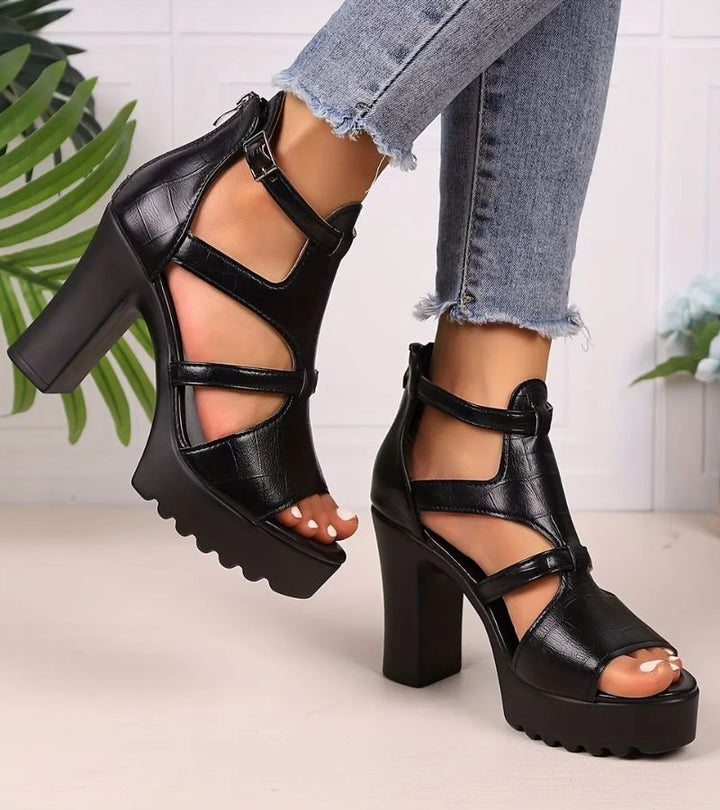 Elestine - Sculpted Gladiator Platform Sandals