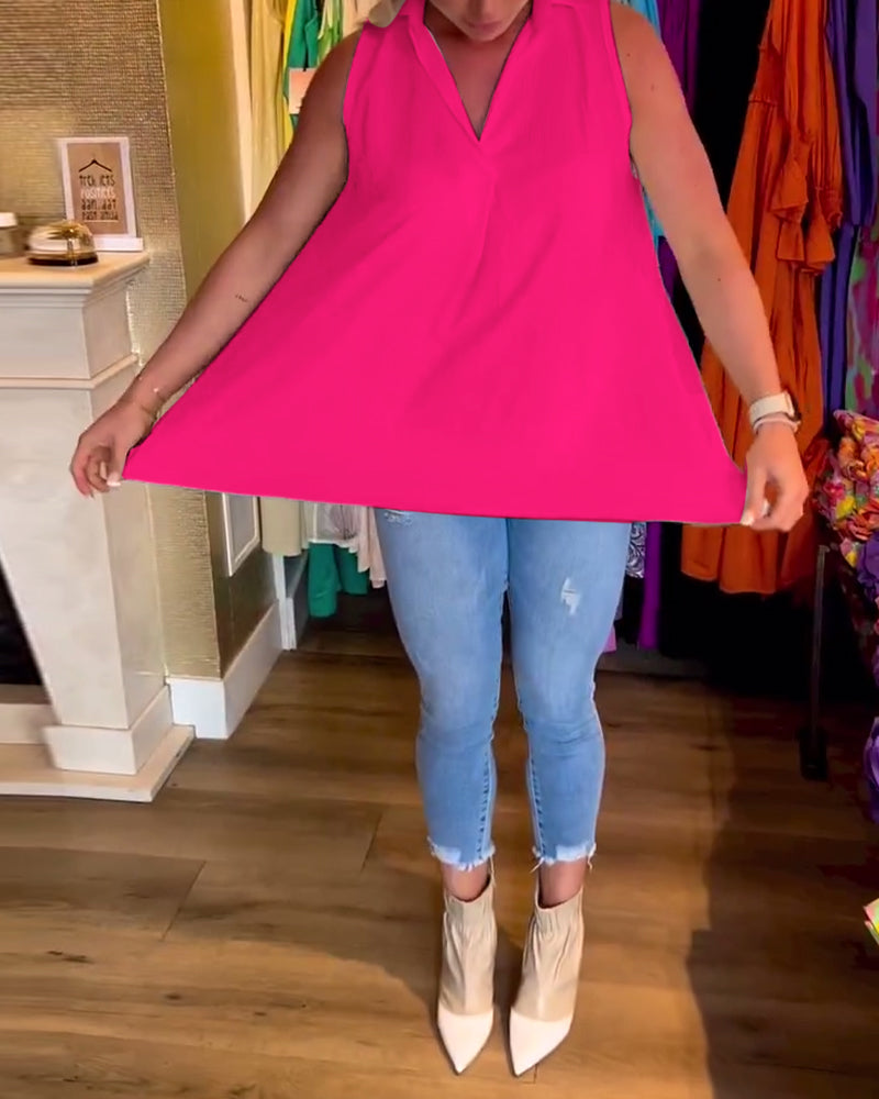 Taisa - Soft-Touch Ruffled Sleeveless Top