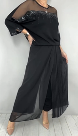 Caia - Embellished Pleated Two Piece Pants Set