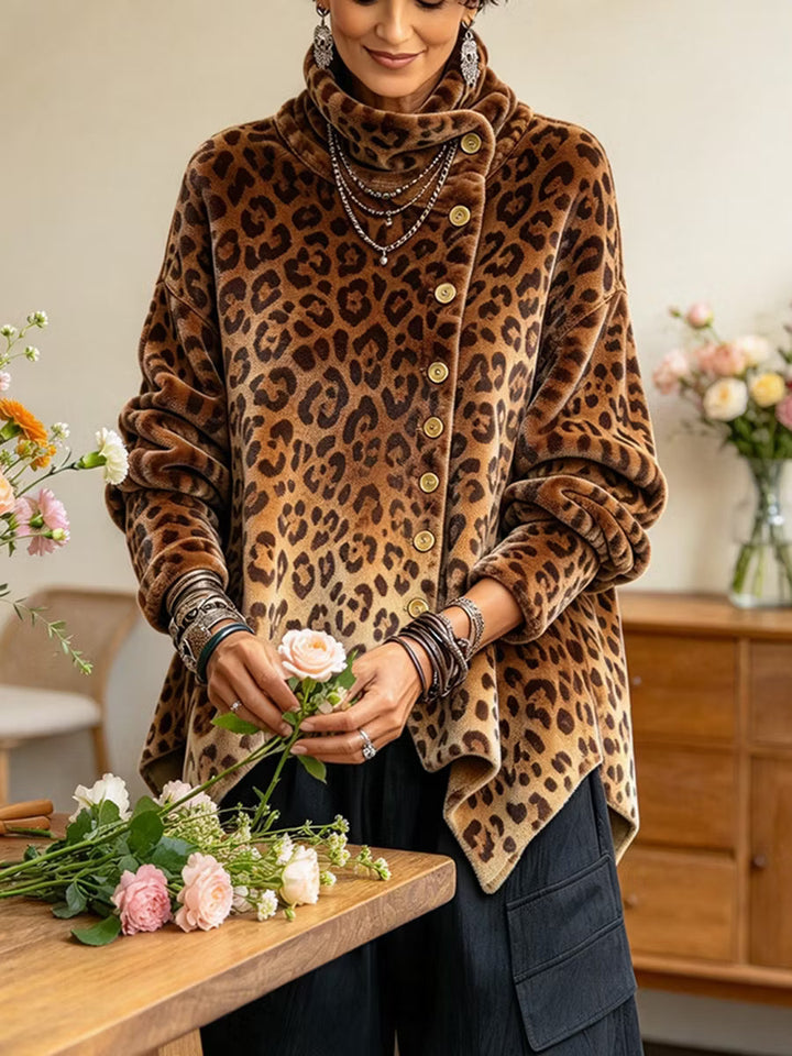 Cilla - Leopard Print High Neck Sweater