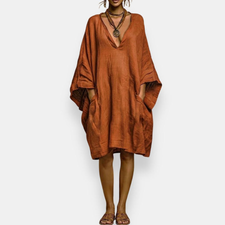 Cleo - Breezy V-Neck Batwing Dress