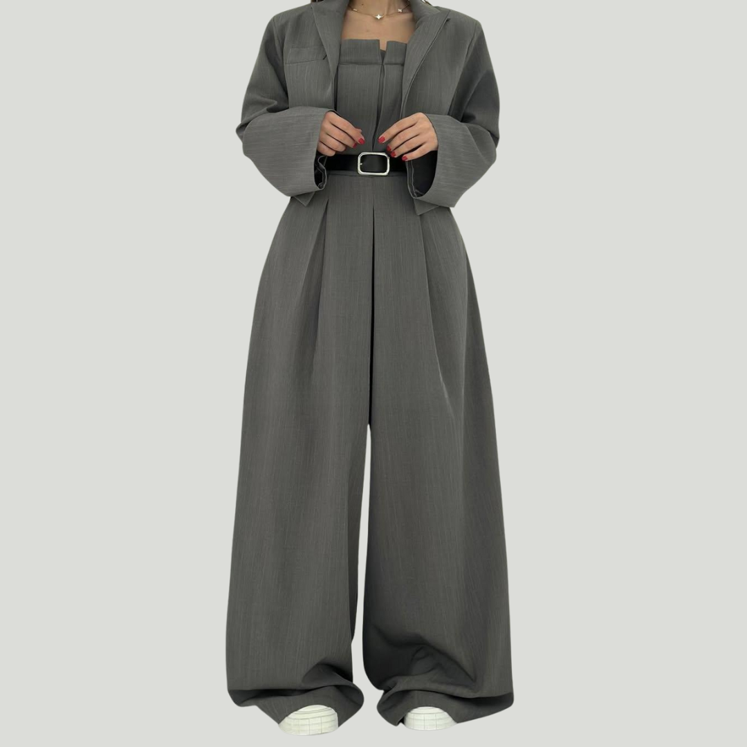 Lorayae - Soft-Touch Wide-Leg Jumpsuit & Jacket Set