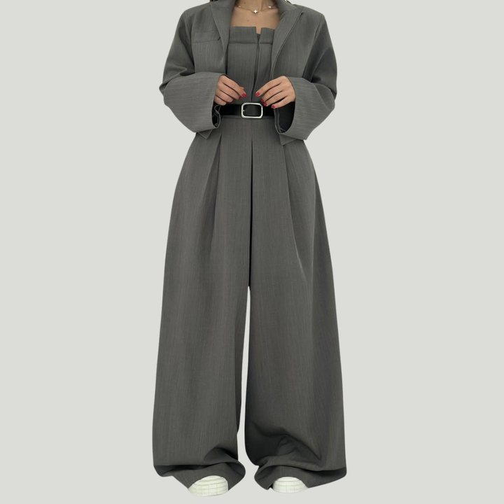 Lorayae - Soft-Touch Wide-Leg Jumpsuit & Jacket Set