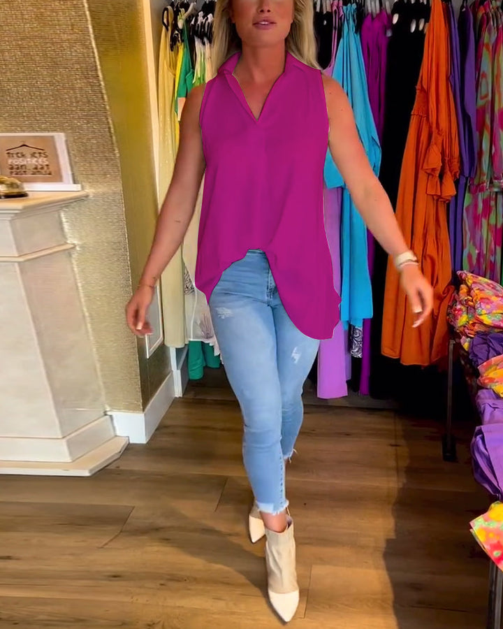 Taisa - Soft-Touch Ruffled Sleeveless Top