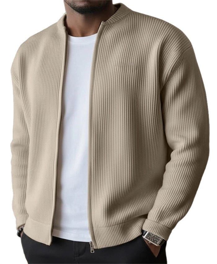 Foster - Ribbed Zip Front Cardigan