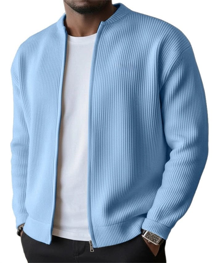 Foster - Ribbed Zip Front Cardigan