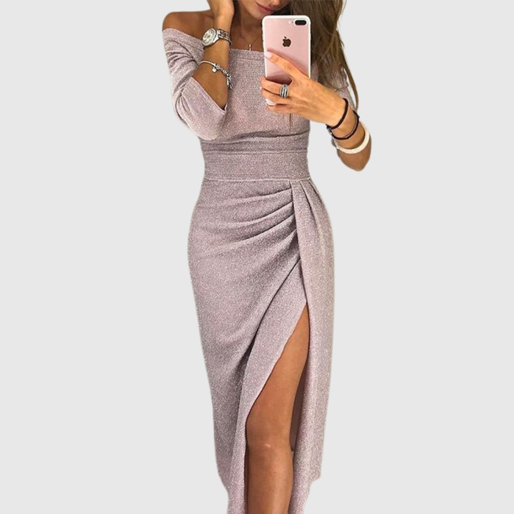 Lylah - Draped Halter-Neck Maxi Dress