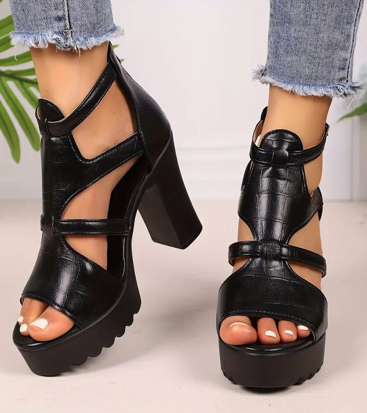 Elestine - Sculpted Gladiator Platform Sandals