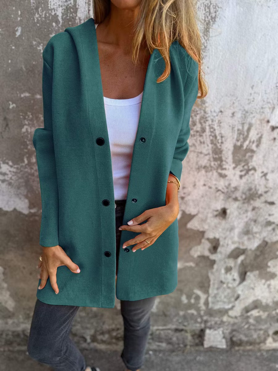 Aloura - Relaxed Button Front Hooded Jacket
