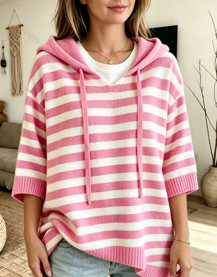 Leontine - Striped Hooded Knit Sweater