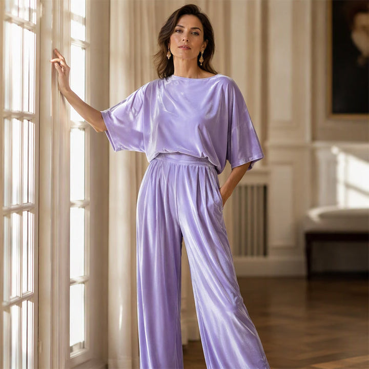 Ainhoa - Elegant Velvet Wide Leg Jumpsuit
