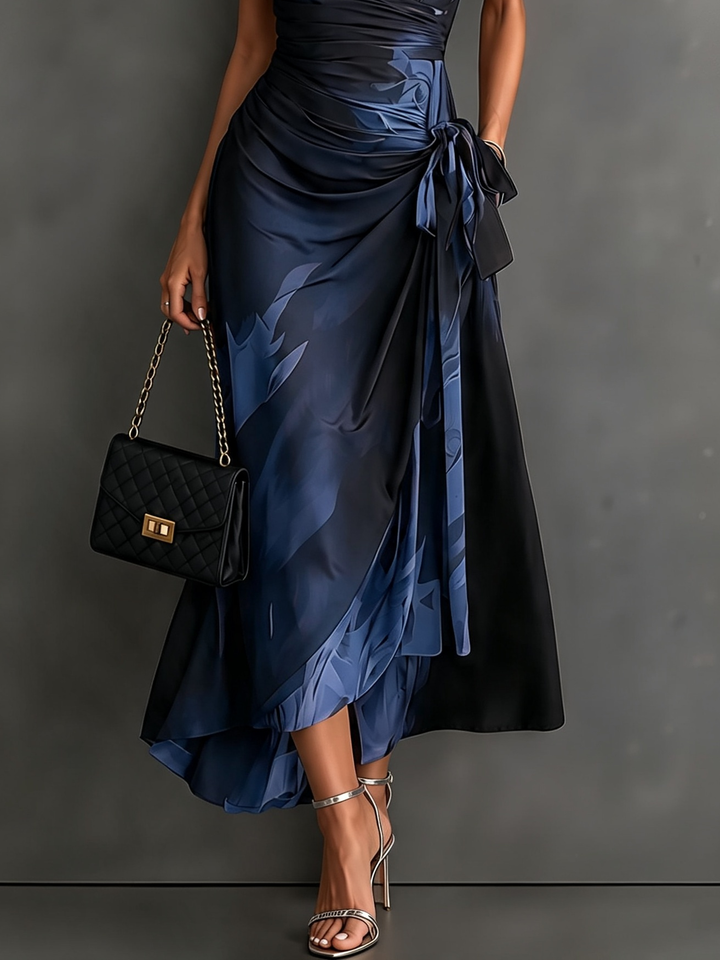 Roselle - Silky-Drape Shirt-Collar Maxi Dress