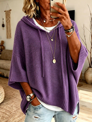 Celandria - Soft-Touch Oversized Short-Sleeve Hoodie