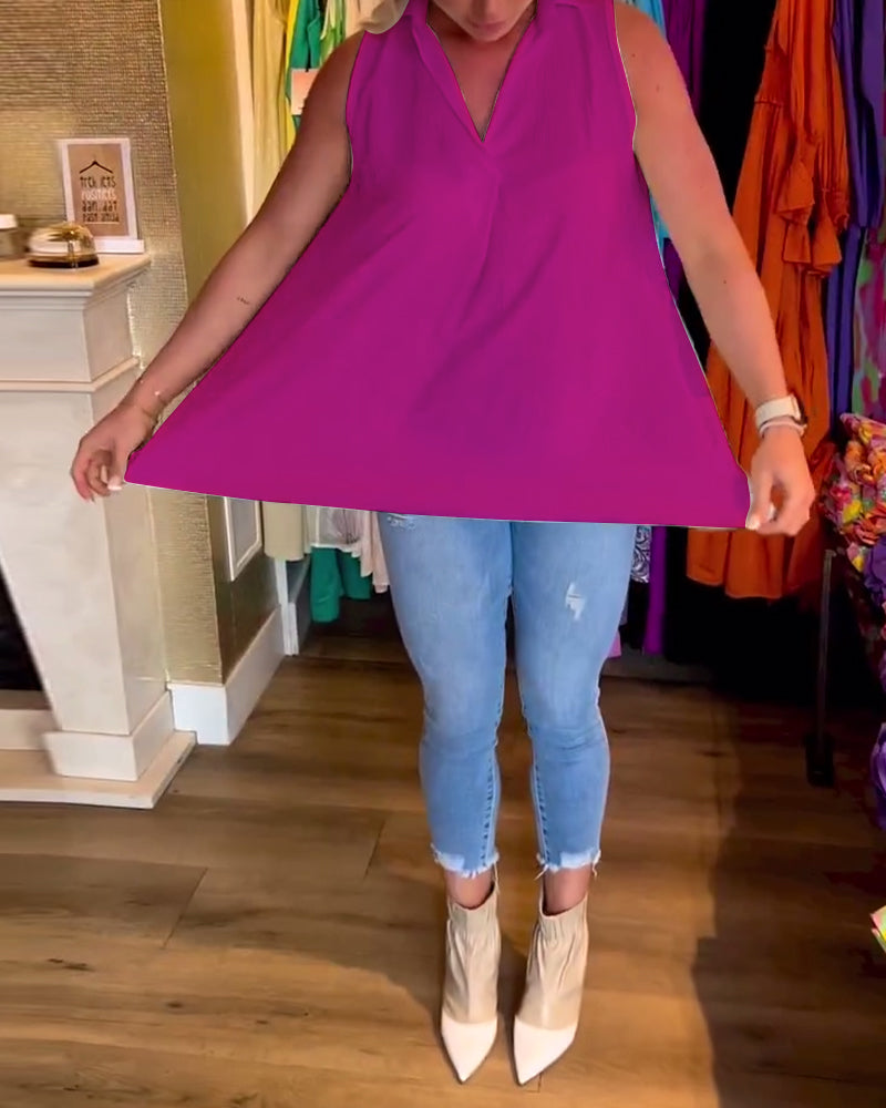 Taisa - Soft-Touch Ruffled Sleeveless Top