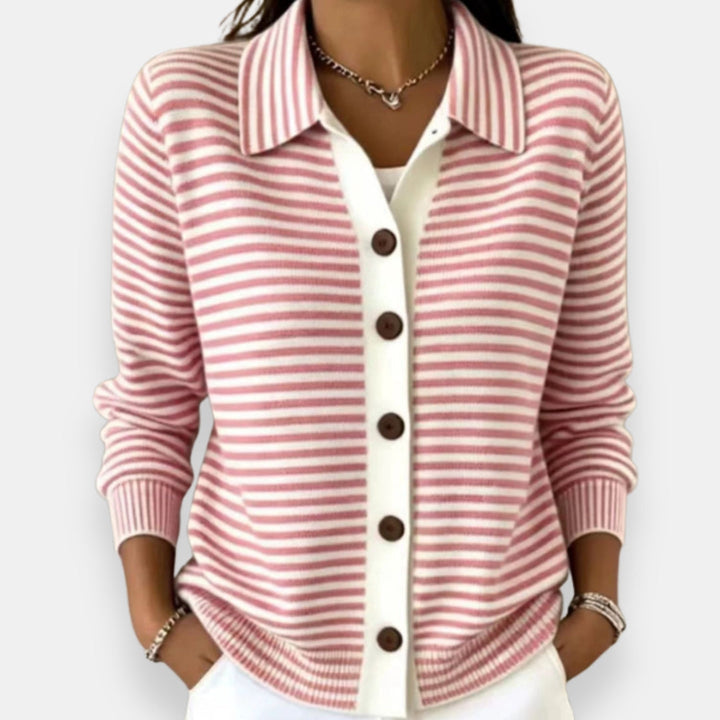 Yola - Striped Button-Front Cardigan