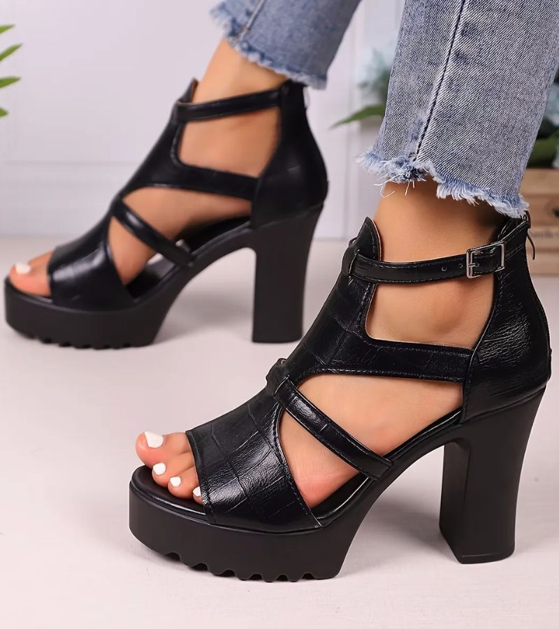 Elestine - Sculpted Gladiator Platform Sandals