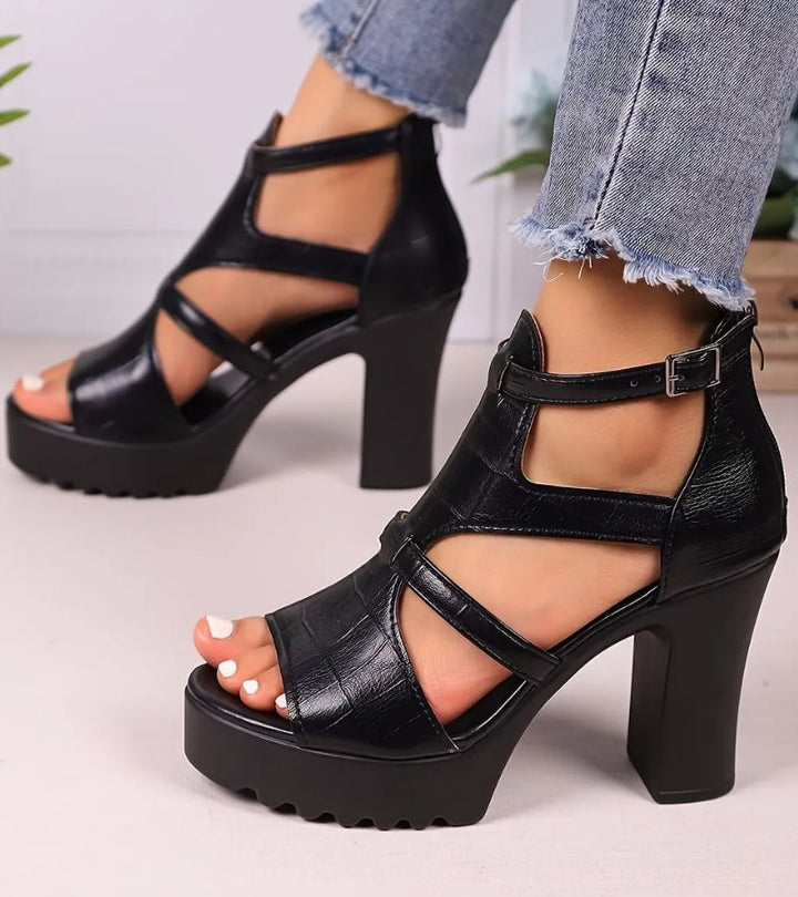 Elestine - Sculpted Gladiator Platform Sandals