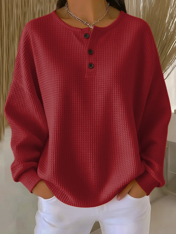 Carabelle - Textured Henley Sweatshirt