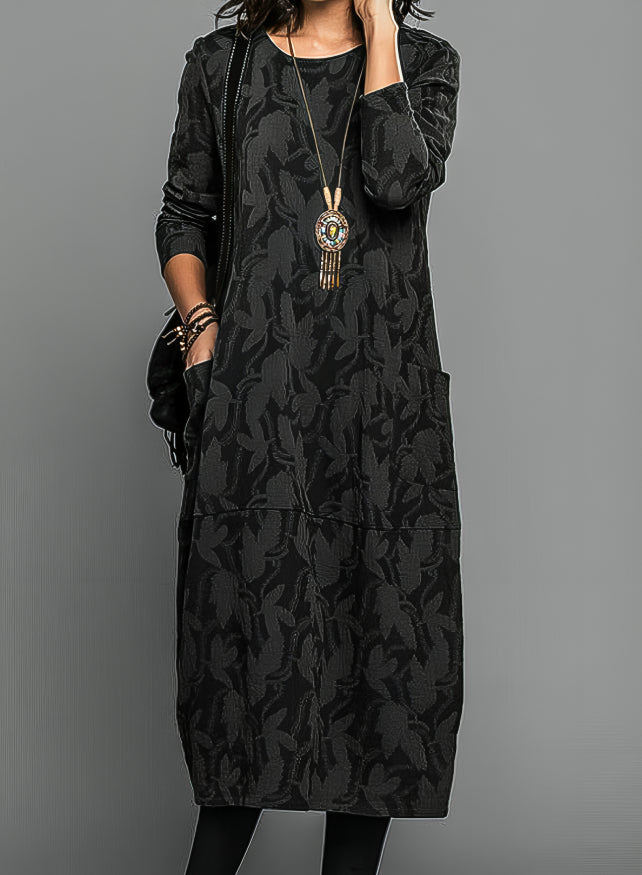 Janna - Leaf Print Midi Dress