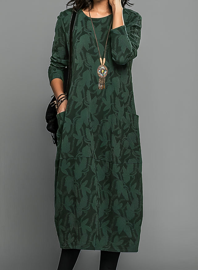 Janna - Leaf Print Midi Dress