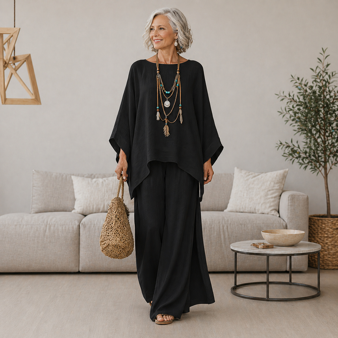 Annisette - Soft-Touch Wide-Leg Two-Piece Set