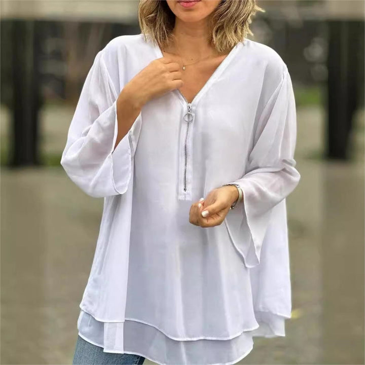 Brinavelle - Flowy Chiffon Tunic Blouse
