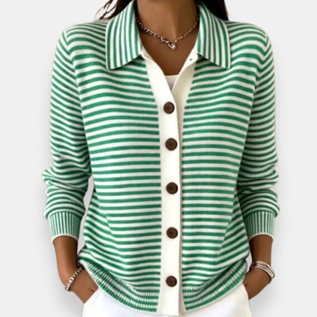 Celene - Fine-Knit Striped Cardigan