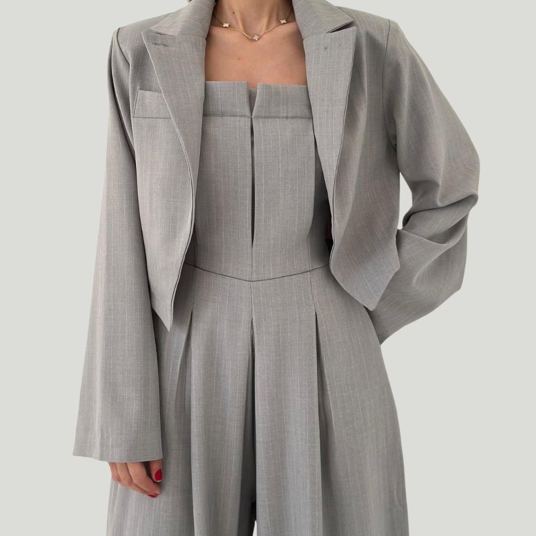 Lorayae - Soft-Touch Wide-Leg Jumpsuit & Jacket Set