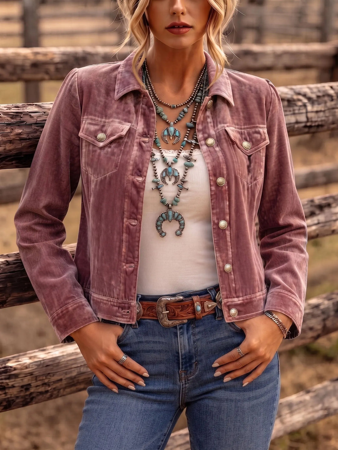 Amandria - Vintage Wash Button Jacket