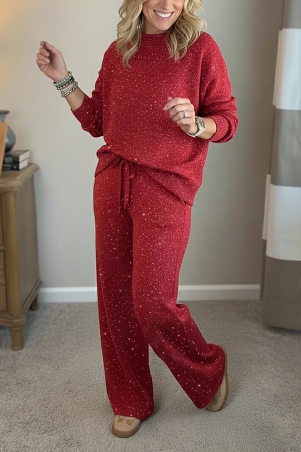 Celia - Shimmer-Finish Jacket and Trousers Set