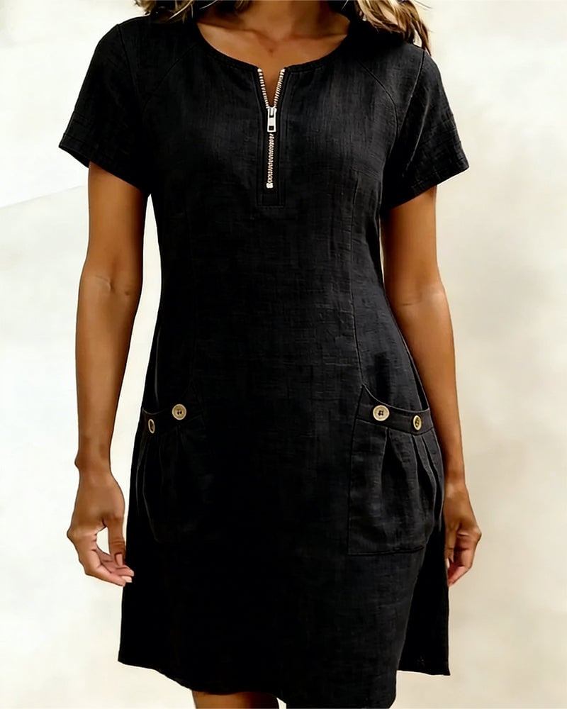 Girella - Breezy Linen A-Line Dress