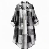 Nia - Patchwork Print Longline Shirt Jacket
