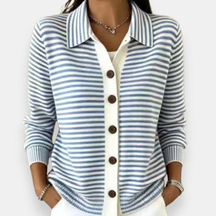 Yola - Striped Button-Front Cardigan