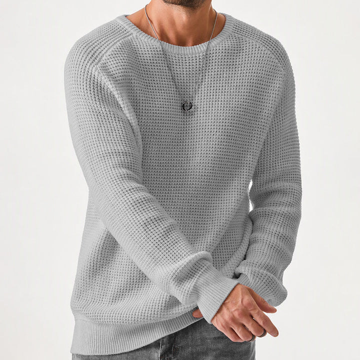 Isric - Textured Crew Neck Knit Sweater