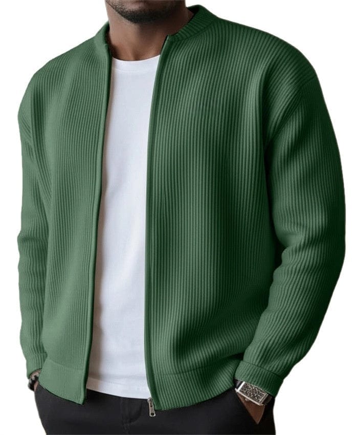 Foster - Ribbed Zip Front Cardigan