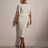 Avalyn - Pearl Sleeve Sheath Midi Dress