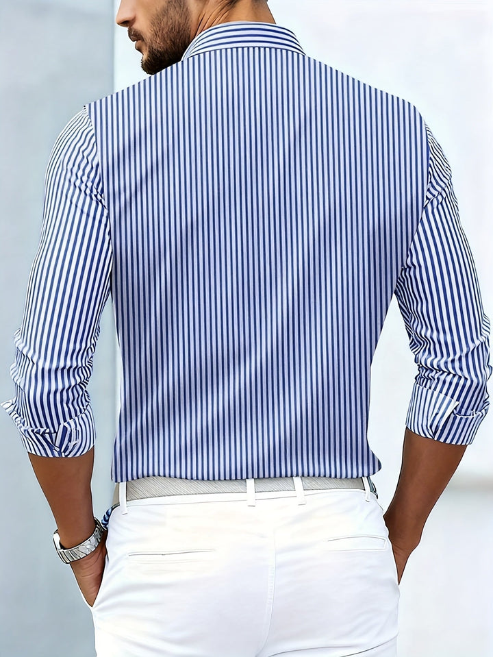 Bexhill - Vintage-Wash Long Sleeve Striped Shirt