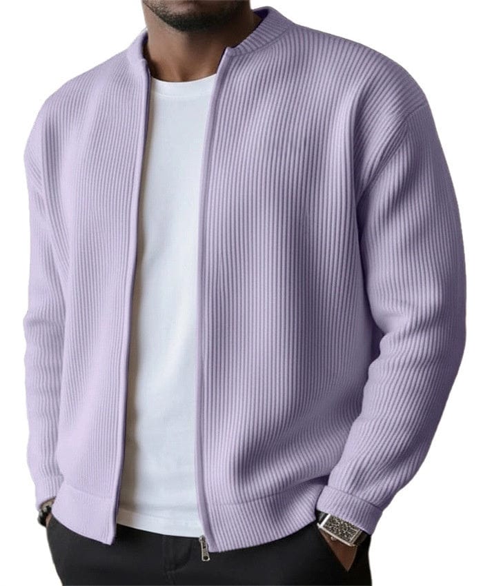 Foster - Ribbed Zip Front Cardigan