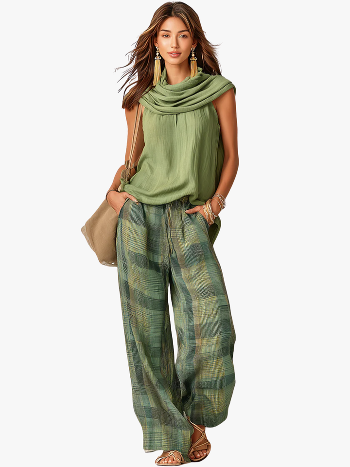 Calienna - Lightweight Blouse & Wide-Leg Trousers Set