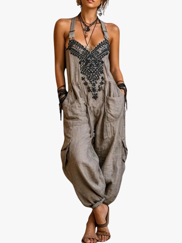 Solara - Breezy Embroidered Jumpsuit