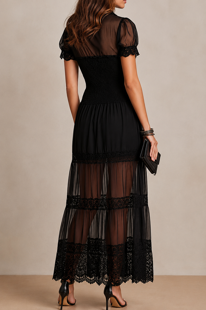 Faylora - Elegant Sheer Sleeve Lace Dress