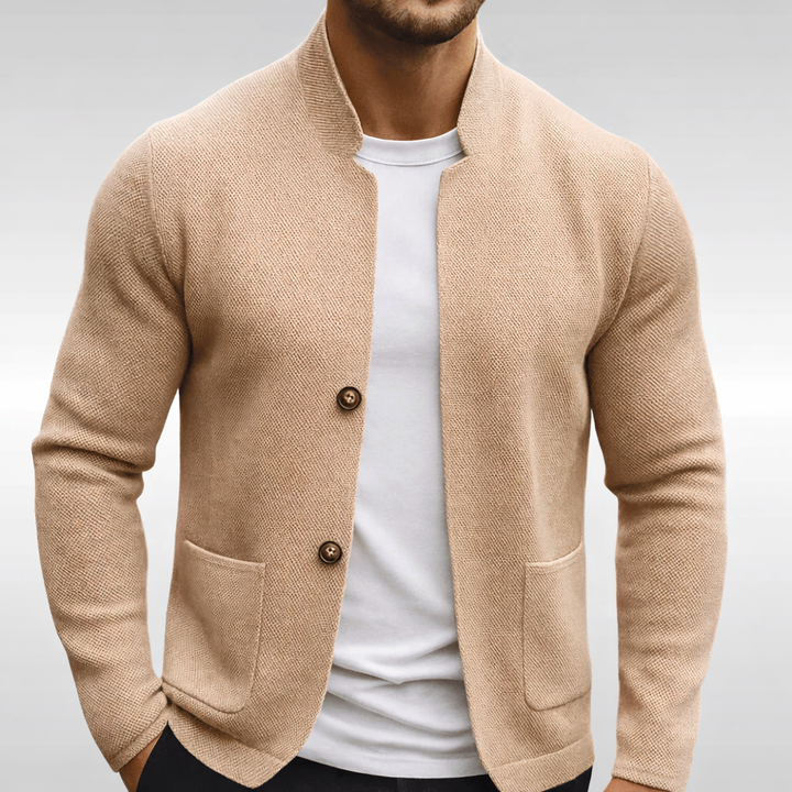 Eldhaven - Textured Mandarin-Collar Blazer