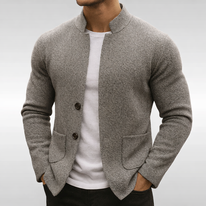 Eldhaven - Textured Mandarin-Collar Blazer